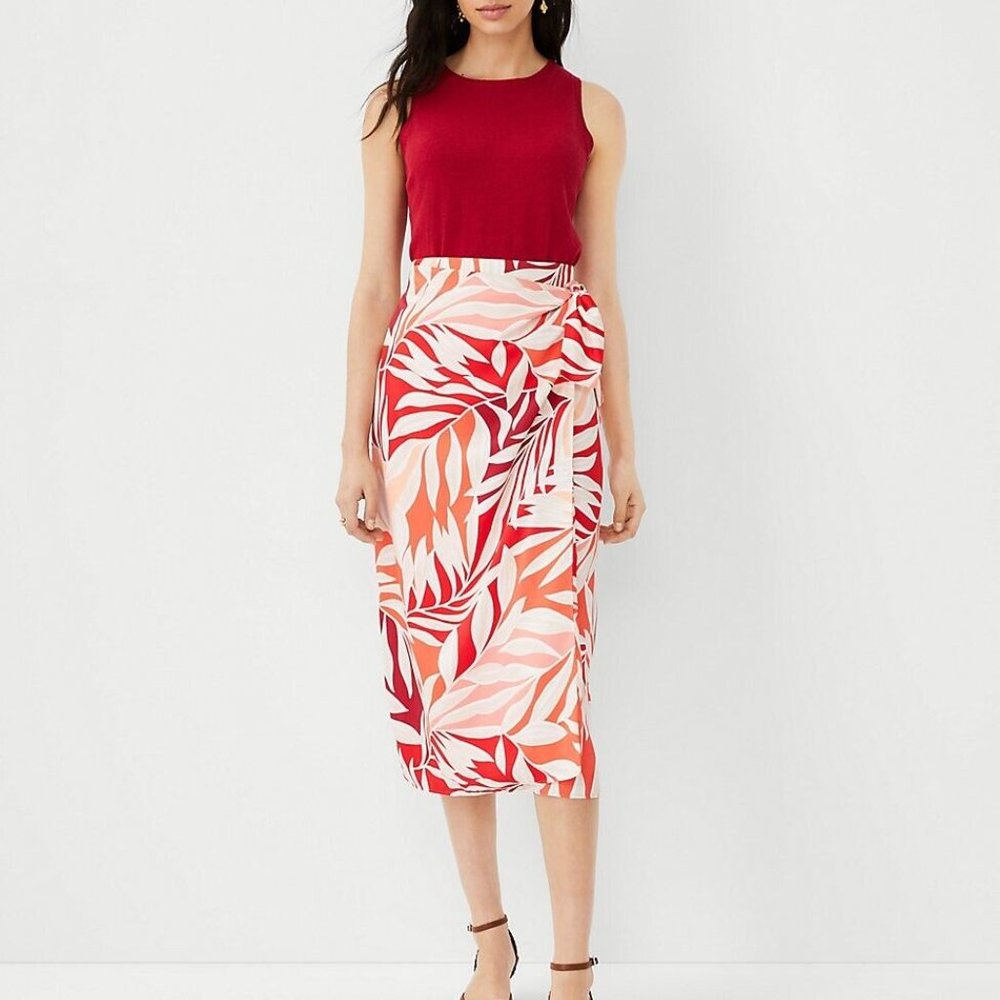 Ann Taylor Tropical Sarong Wrap Midi Skirt